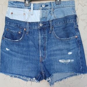 Levi's Two-Tone Blue Cutoff Denim Shorts